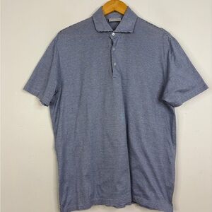 Gran Sasso Polo Shirt Mens 56 XXL Blue Stripe Cotton Short Sleeve Slim Fit Italy